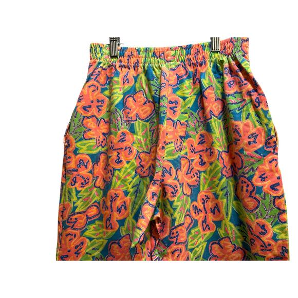 Vintage Hobie Floral Parachute Pants Orange Green Large - Picture 6 of 8